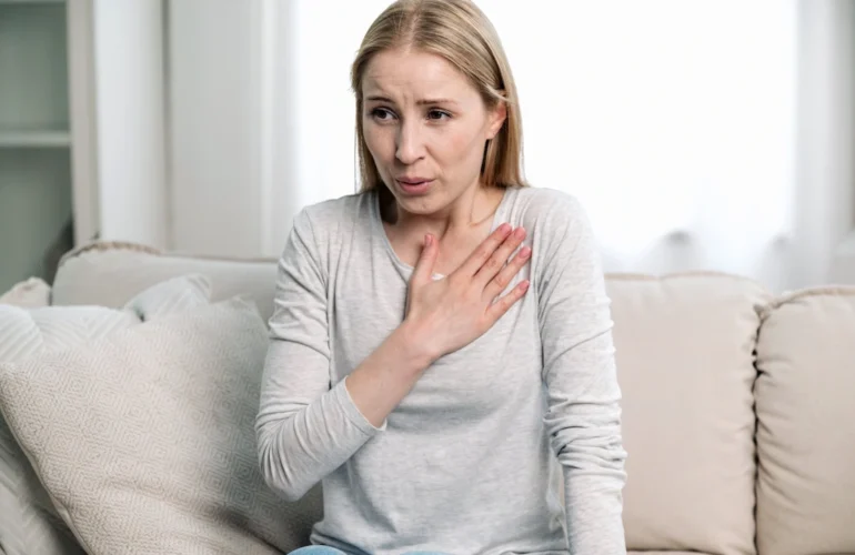 A woman deals with a panic attack.