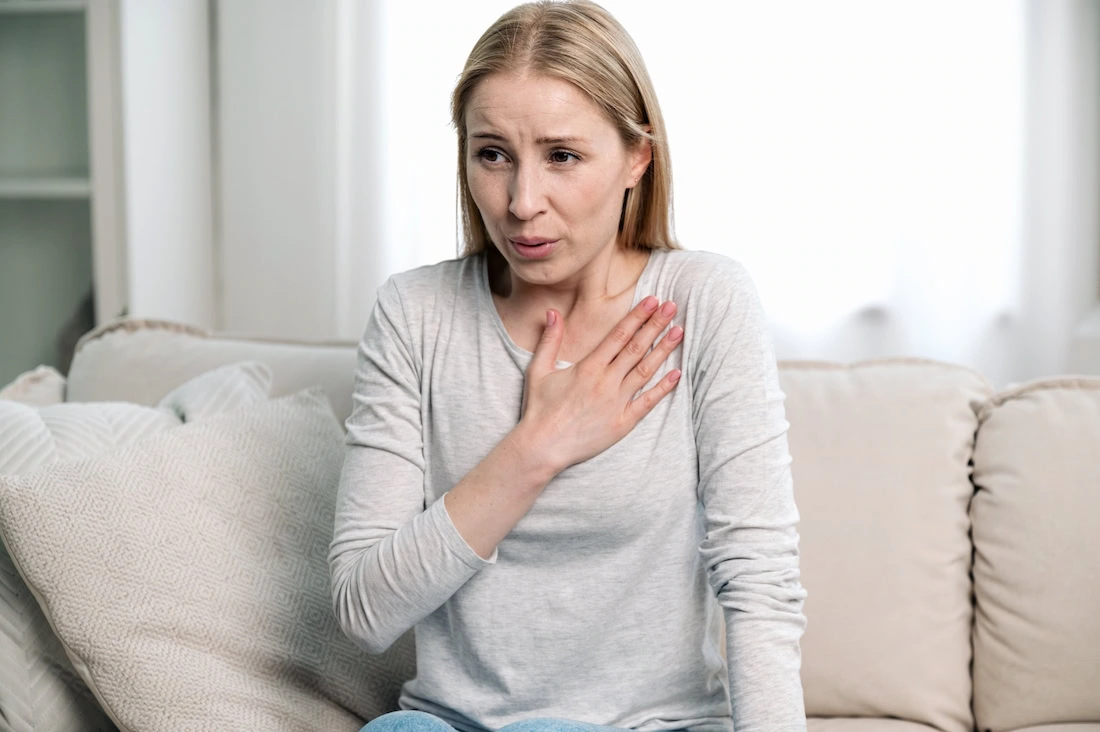 A woman deals with a panic attack.